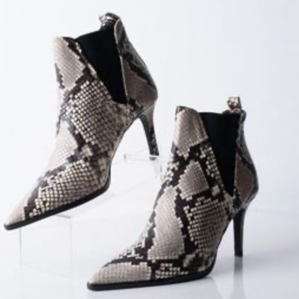 ZARA leather snakeskin high heel ankle boots andβ booties size 7 - Picture 10 of 10